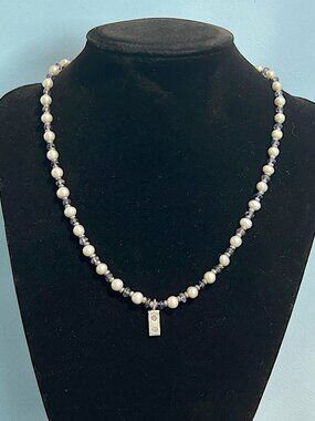 Sundance "Midnight Moonlight" silver necklace w/ iolite and cultured pearls